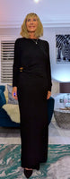Martha Black Slinky Dress – Sparkle Side Split Evening Dress