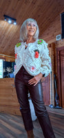 Athena Chunky Cardigan – 3D Fruit & Flower Detail with Sparkly Buttons