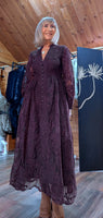 Marsha Coffee Lace Smock Dress – Pearl Button Front & Grandad Collar