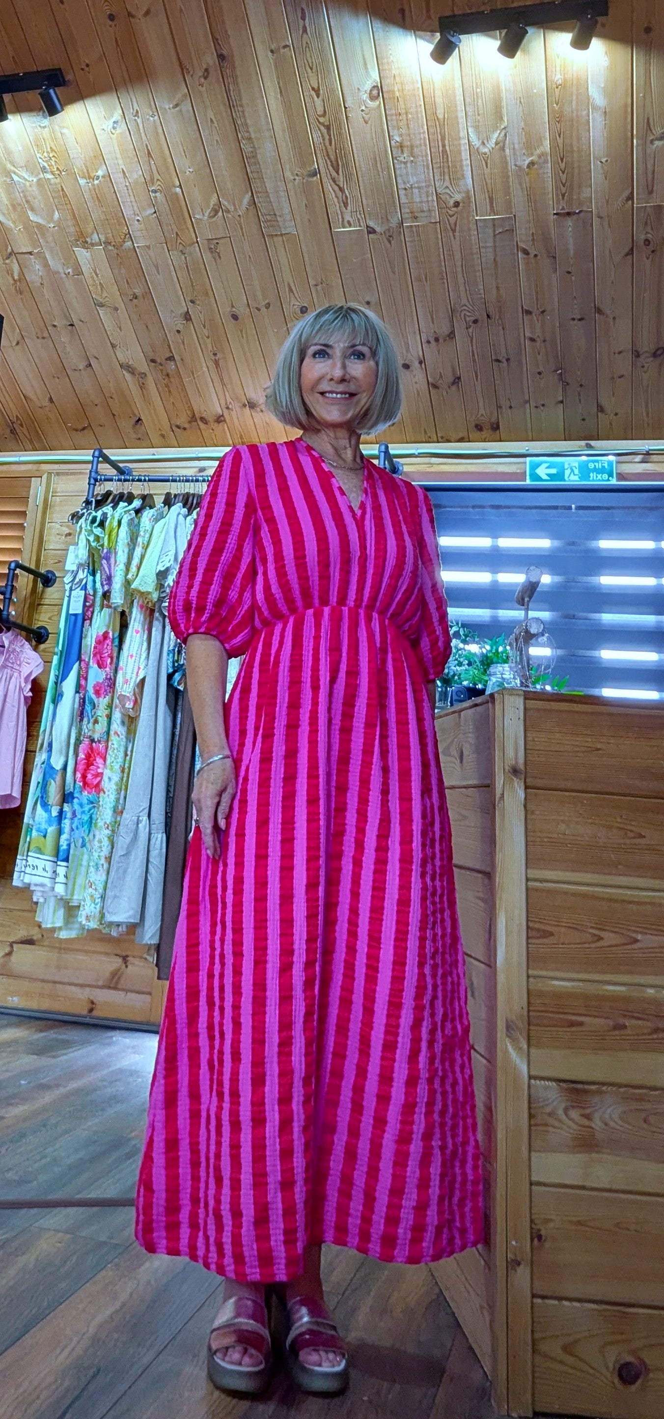 Candy striped cotton boho style dress