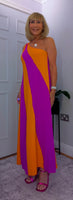 Tate Dress – Magenta & Orange Asymmetric Maxi Dress