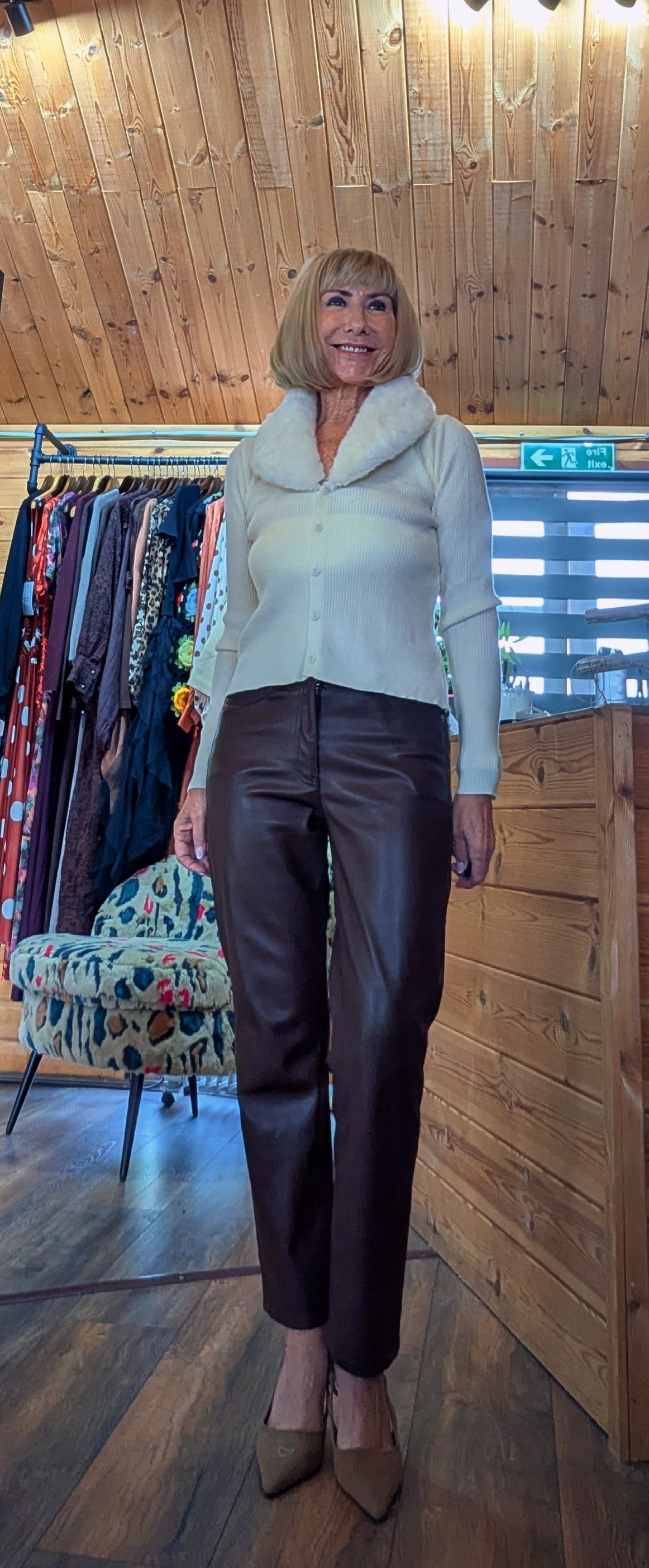 Arabella Faux Fur Cardigan  Detachable Collar