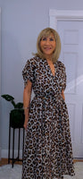 Libra Animal Print Shirt  Midi Dress