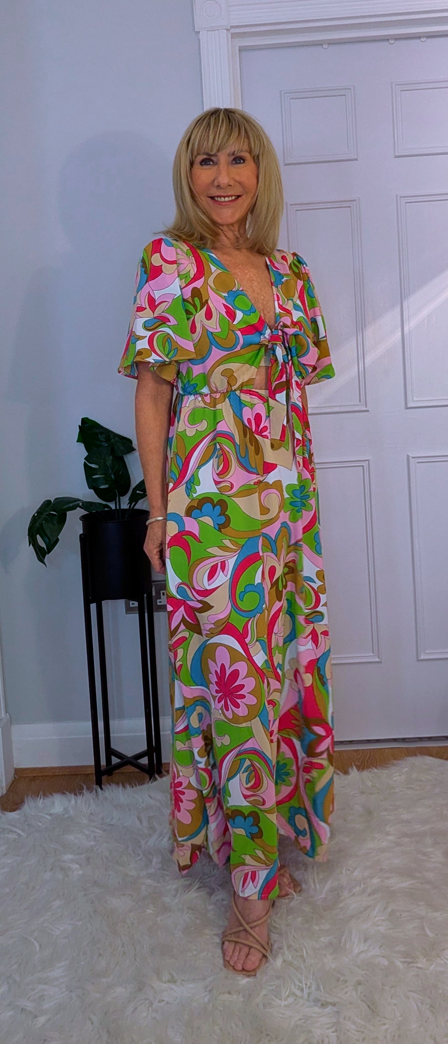 Flora Dress Maxi Silky Summer Dress in Green 