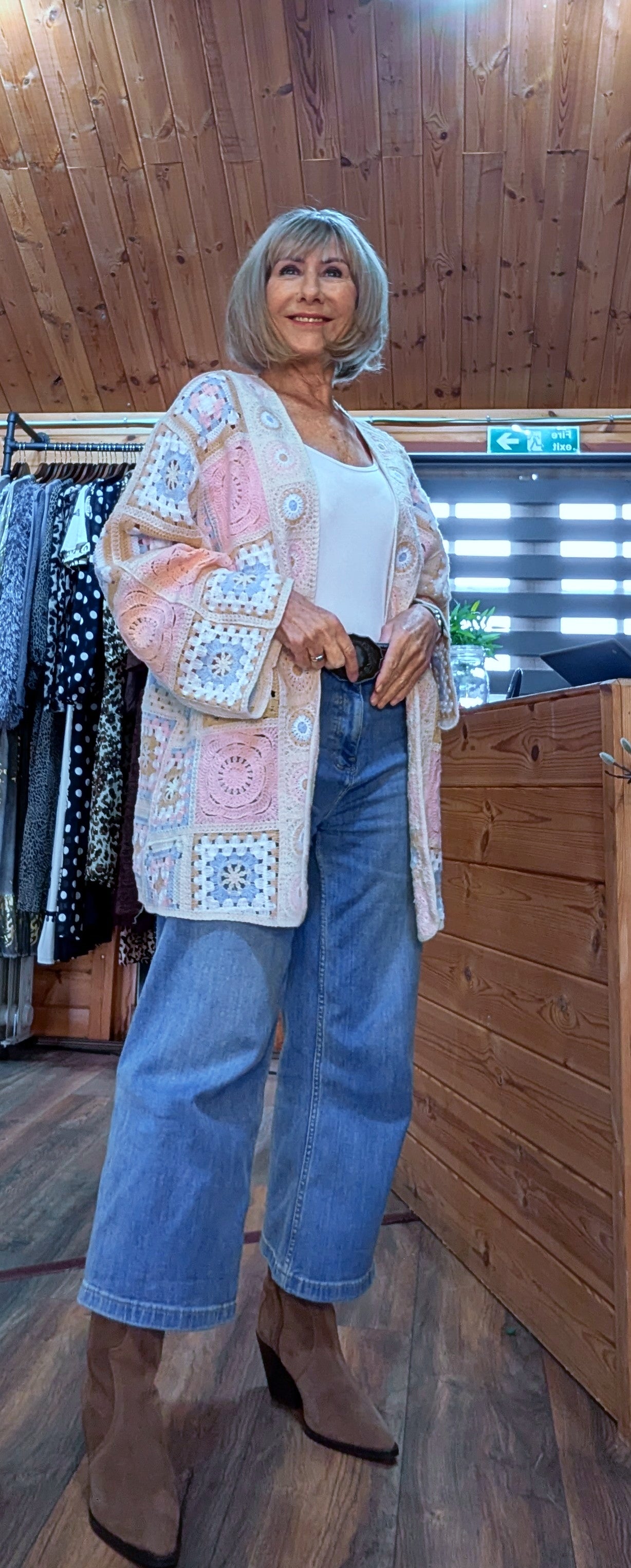 Gigi Crochet Cardigan – Over-sized - Pink, Blue and  Beige