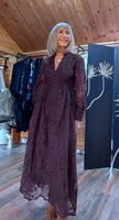 Marsha Coffee Lace Smock Dress – Pearl Button Front & Grandad Collar