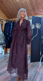 Marsha Coffee Lace Smock Dress – Pearl Button Front & Grandad Collar