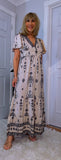 Nettie Boho Maxi Dress – Ecru, Flutter Sleeves, Elasticated Waist