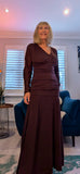 Aspen Ruched Dress – Autumnal Rust with Drop Waist & Slash Neck