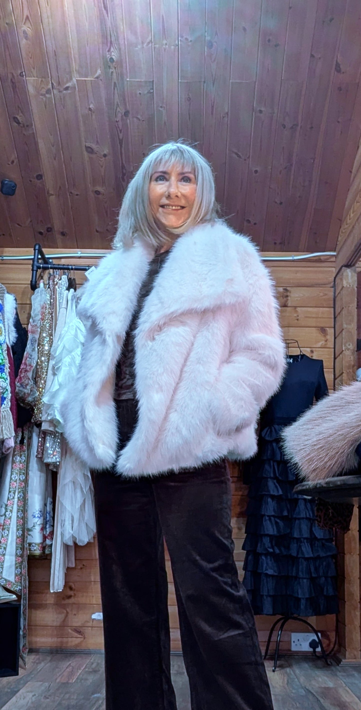 Guinevere Faux Fur Jacket – Double Breasted in Chocolate, Taupe or Ivory