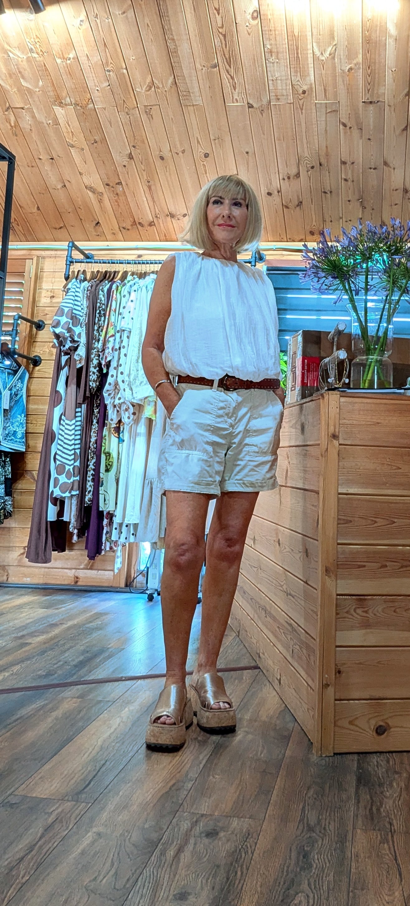 Close-up of the Francis blouse showing the soft cotton fabric and neckline.