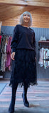 Farrah Black Sweater with Silver Sequin  Bows