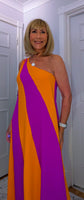 Tate Dress – Magenta & Orange Asymmetric Maxi Dress