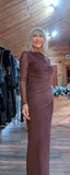Monica Long Sleeves Mesh Midi Dress In Chocolate
