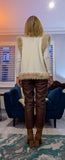Ella Faux Fur Trim Sleeveless Cardigan – Blush Pink & Gold Animal Print