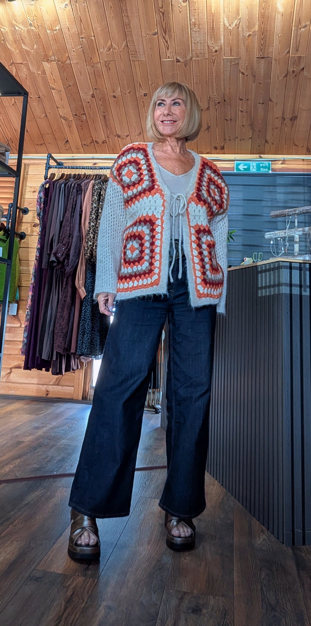 Joy women’s cardigan, cosy lightweight layering knit for everyday wear in Ecru