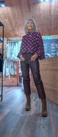Nell Polka Dot Blouse – Bordeaux with White Polka Dots