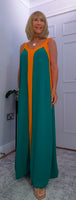 Helena Sleeveless  Maxi Dress – Magenta - Green - Ecru