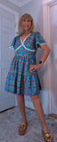 Codie Cotton Knee-Length Dress – Turquoise & Terracotta Boho Print