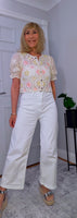 Tamara Crochet Cardigan – Vintage Puff Sleeve Knitwear