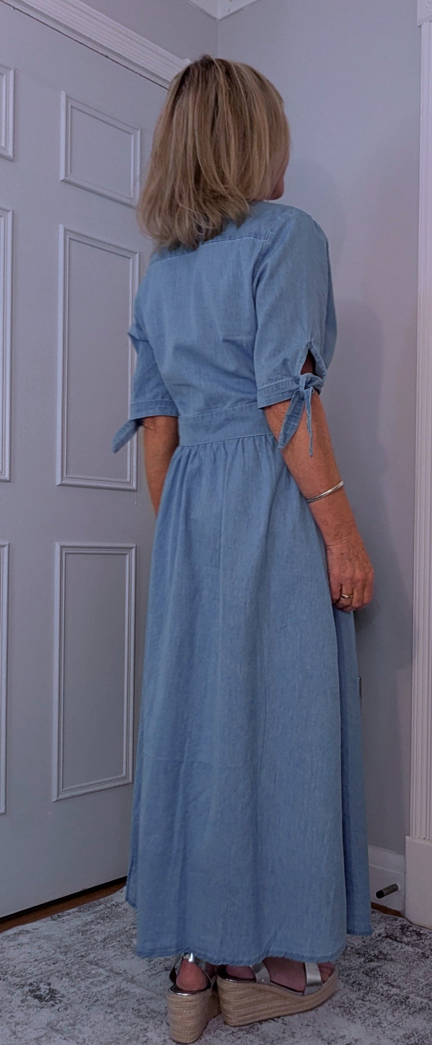 Binty Blue Denim Shirt Midi Dress