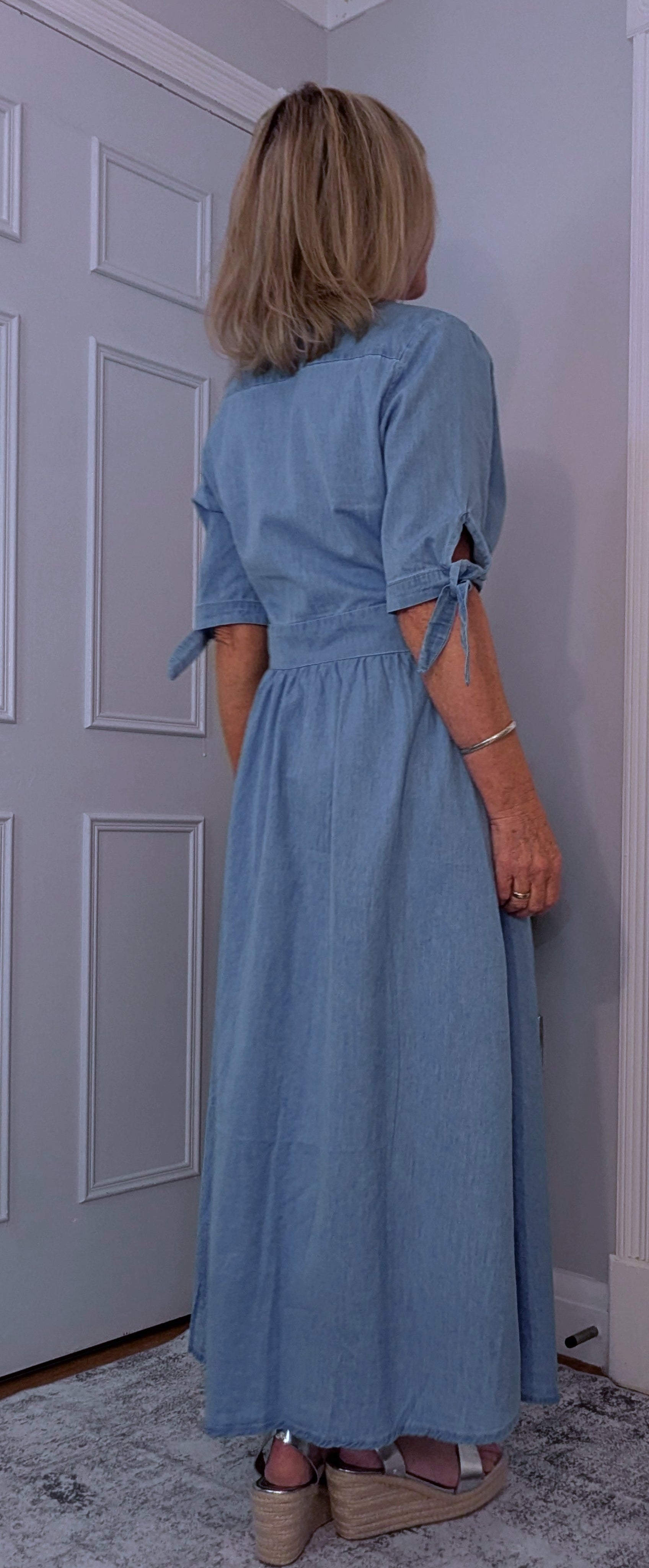 Binty Blue Denim Shirt Midi Dress