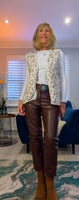 Kay Sleeveless Cardigan – Black, Beige & Maroon Animal Print