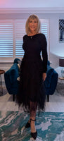 Anastasia Black Tulle Dress - Waterfall Skirt & Scoop Neck Sweater Top