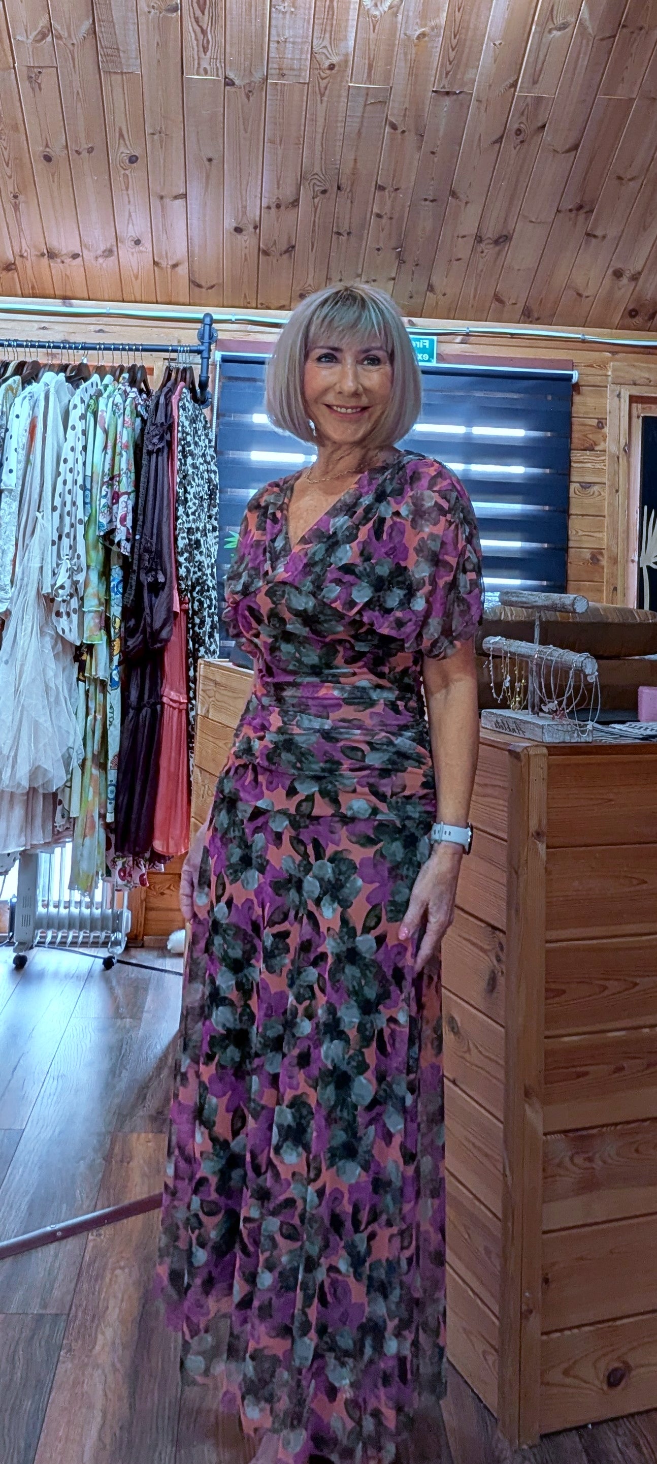 Emilie draped floral dress fits up to UK 12