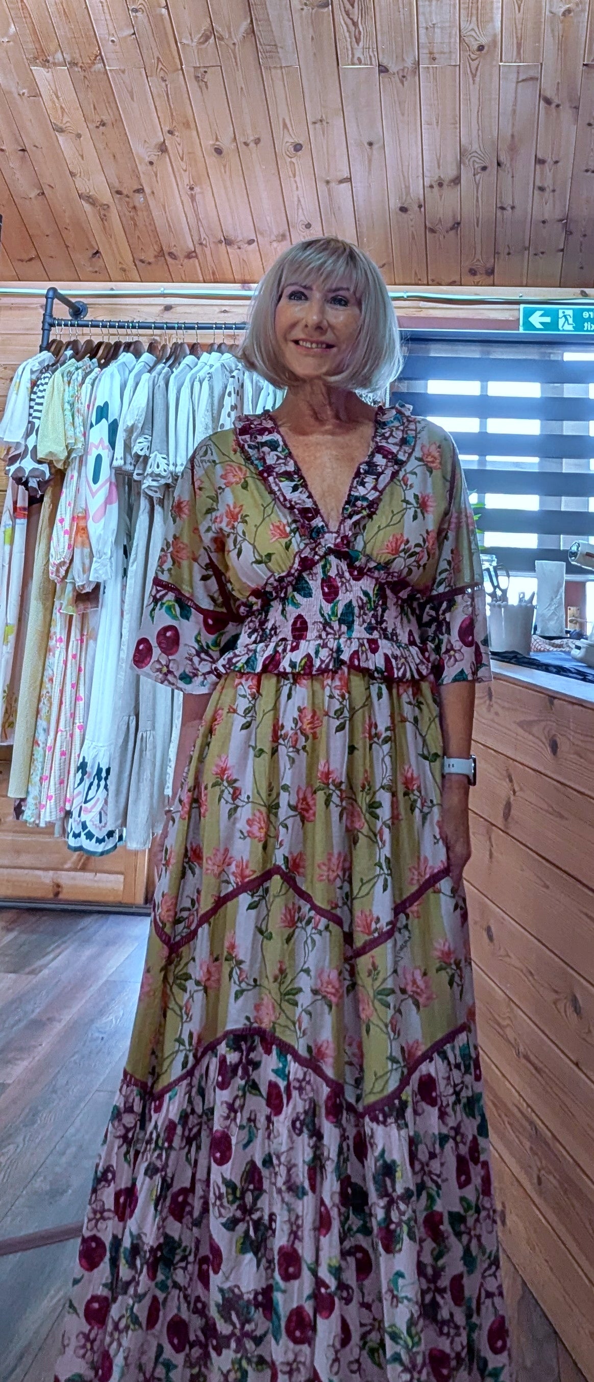 Felicity Bohemian Maxi  Dress with shirred waist cottage core style 