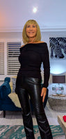 Meridith Bardot Black Knit Top – Off Shoulder Chic