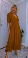 Paloma Prairie Smock Dress – Camel Cotton with Embroidery Detail