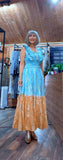 Gianna Boho Maxi Dress Turquoise and Gold