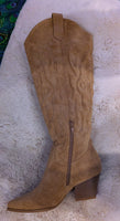 Cassidy Faux Suede Cowboy Boots – Soft Camel Western Style