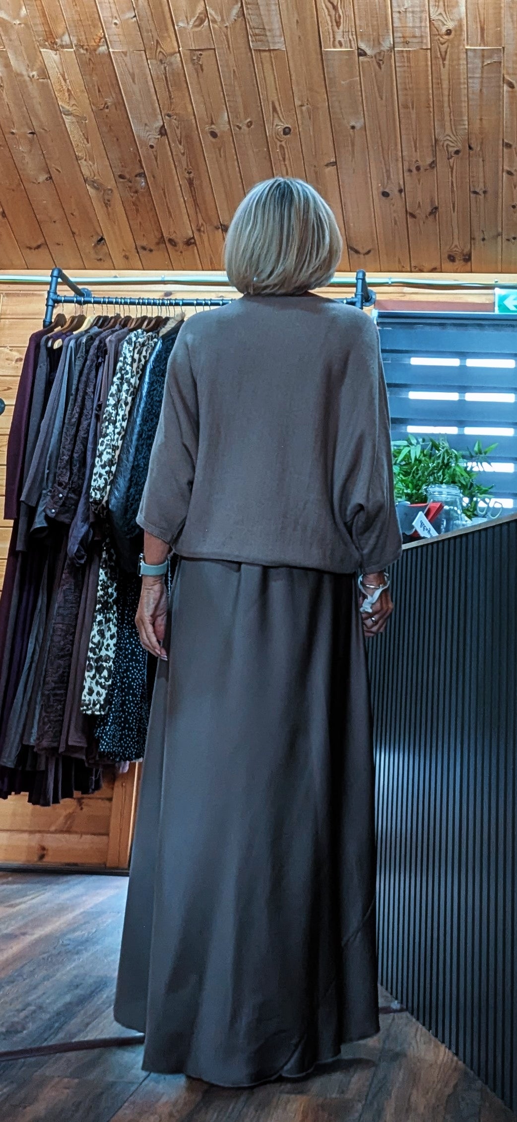 Marie Knit Top & Satin Slip Dress Set – Mocha
