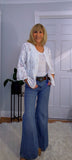 Lois White or Ecru Embroidered  Cotton Boho Blouse
