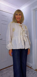 Melanie Cotton Smock Blouse – White or Cream with Gold Embroidery