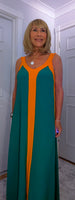 Helena Sleeveless  Maxi Dress – Magenta - Green - Ecru