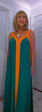 Helena Sleeveless  Maxi Dress – Magenta - Green - Ecru