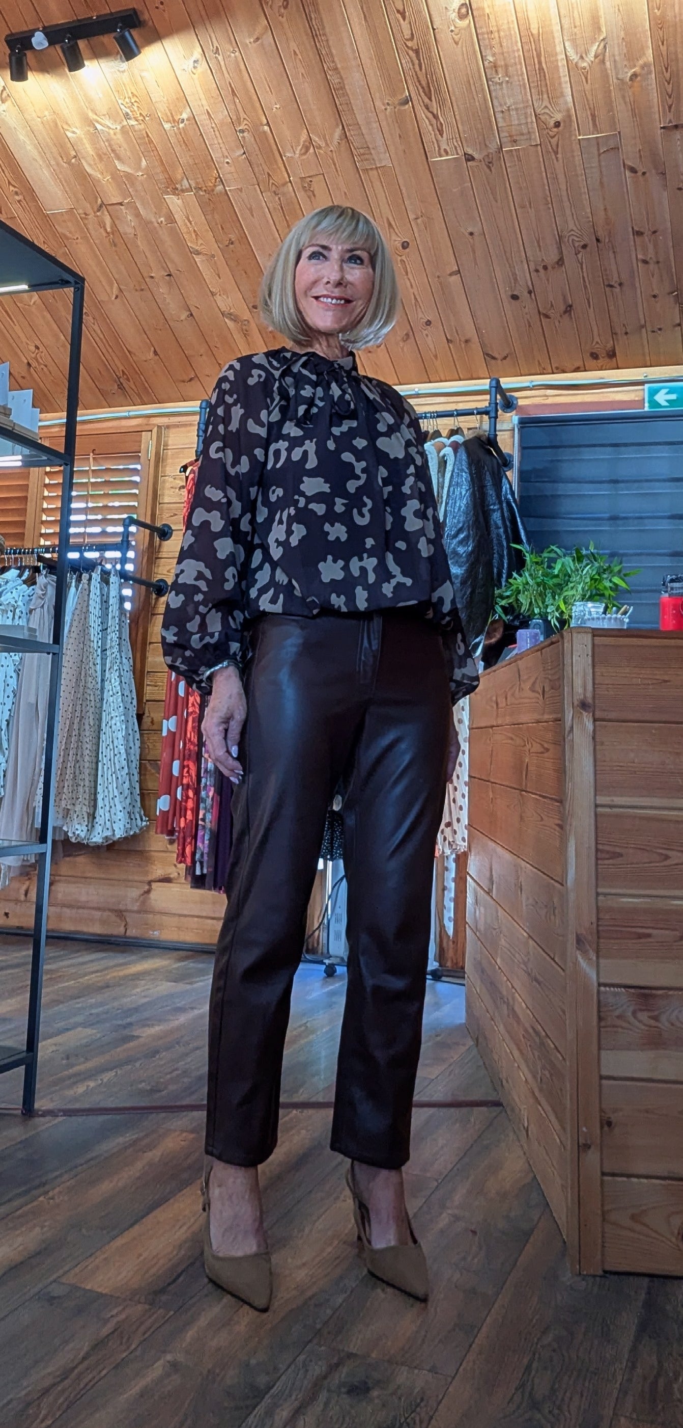 Carolyn Bow Tie Bubble Hem Blouse
