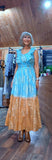 Gianna Boho Maxi Dress Turquoise and Gold