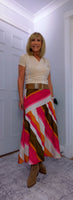 Dotty Linen Look Midi Skirt – Fuchsia - Petite