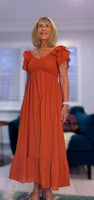 Eadie Shirred Prairie Dress – Cotton - Ecru - Terracotta