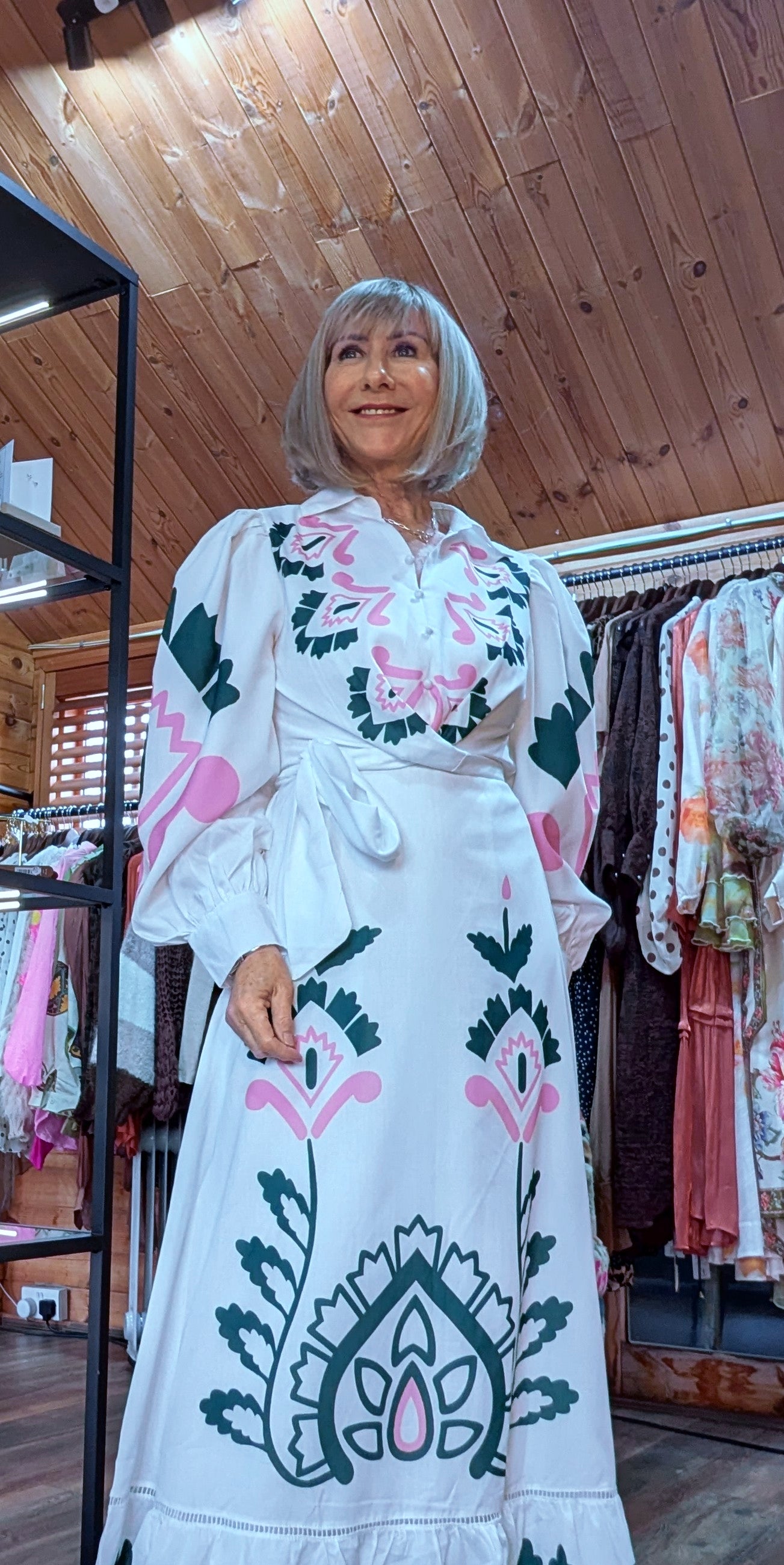 Josephine Shirt  Bold Print Dress with Tie Belt – Button-Up Summer Style