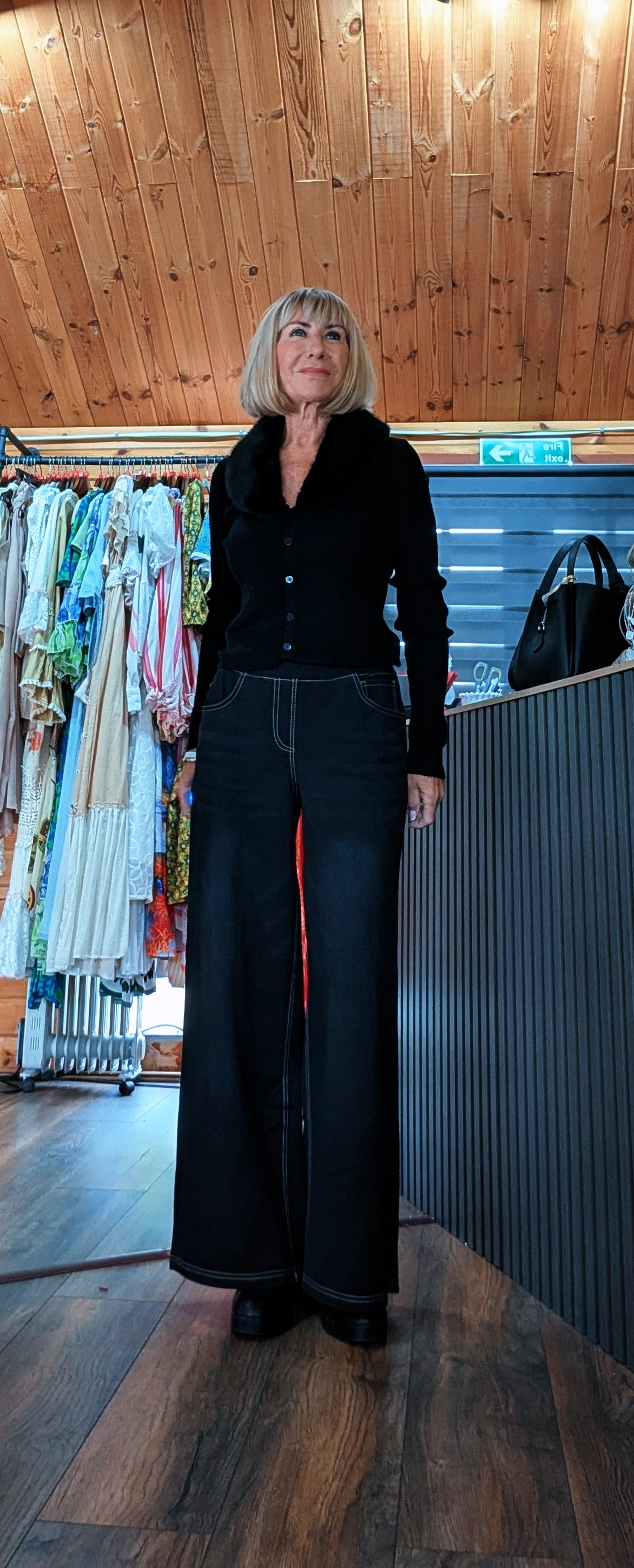 Fenella high rise black jeans with side and back pockets
