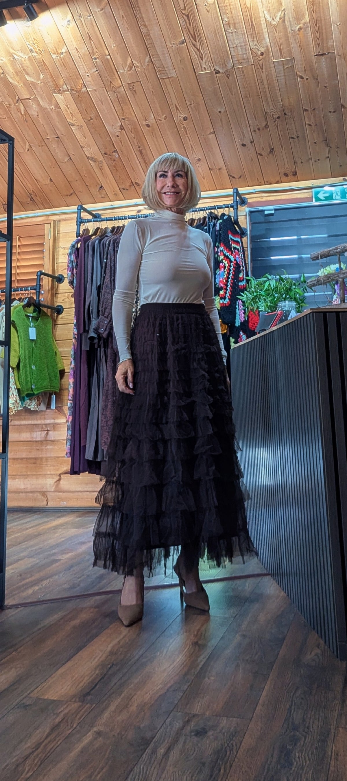 Candence fitted layering top with roll neckline
