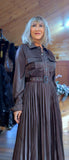 Meryl Chocolate Pleated Shirt Dress – Sparkle Buttons & Belt