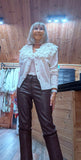 Penelope Ivory  Cardigan – Ruffle Collar & Button Front