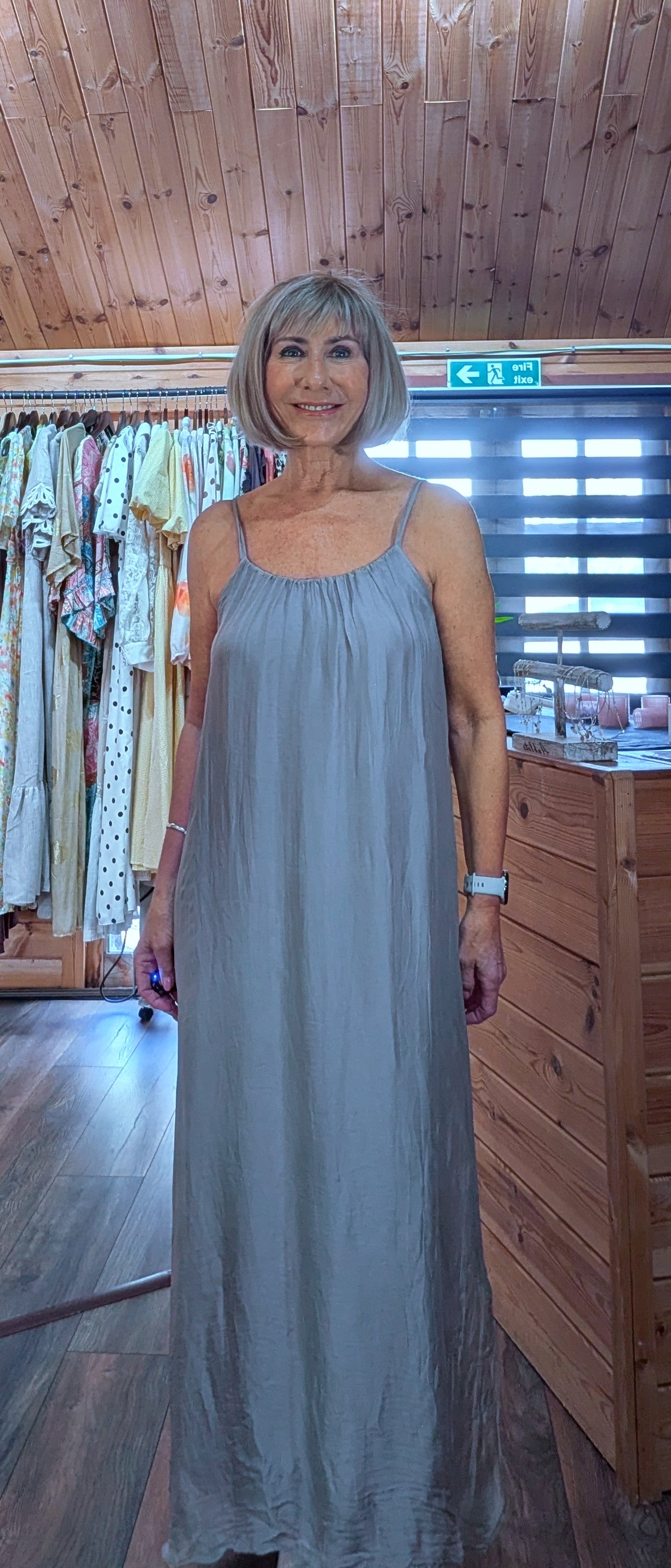 Josie Silk Blend Maxi Sun- Dress – Taupe