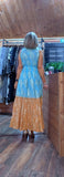 Gianna Boho Maxi Dress Turquoise and Gold